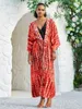 Long Kimono baddräkt täcker för kvinnor Stylish Tie Dye Open Front Beach Outfits Baddräkt 240426