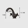 Bathroom Sink Faucets American Copper Black Bronze Basin Faucet Retro Drawing Double Control Style Brass