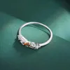 Bandringen klassieke regenboog topaz roze onregelmatig paar ring dames bagel vol diamant originele sterling zilveren jubileum sieraden q240427