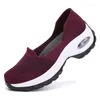 Walking Shoes Women Sneakers Slip-On Spring Summer Cushioning Sports For Female Wine Red Comfortable Women's Loafers Flats