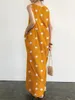 Robes décontractées Summer Dot Print Boho Robe pour femmes 2024 Y2K INS Vêtements élégants sans manches O Col Pocket Pocket Party Long