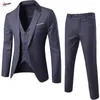 Ternos masculinos Pulabo 3 peças elegantes calças de colete Marca Slim Fit Button Button Fester formal traje de vestido terno casamento