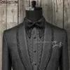 Black Latice Men Abita per perline di smoking da sposa in cristallo smoking 2 pezzi set di blazer da ballo blazer Terno Masculino Completo