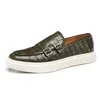 Herren-Freizeitschuhe Krokodile Getreide Leder Männer Modemmönchs-Ladung Herren Slip-on-Outdoor-Fahren Wohnungen