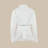 Kadın bluzları tasarım duyu uzun kollu beyaz sonbahar/kış 2024 bel açık arka içi boş dantel yukarı gömlek üst