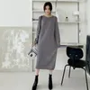 カジュアルドレスニットヴィンテージ2024エレガントな女性服のセータードレス女性暖かい秋の冬の韓国の太い灰色のヴェスティド