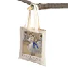 Förvaringspåsar Johannes Vermeer Exhibition Rembrandt Double Print Lady Shopping Nordic Shopper Bag Canvas Tote Women stormarknad Handväska