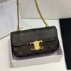 Triomfes väska celii väska metall spänne läder kohud crossbody väskor tyg tryckt måne underarm sadel väskor klassisk tryckkoppling väska kedja mix modeller