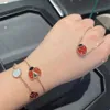 High Standard Bracelet Gift Choice Pure Silver Rose Gold Seven Star Ladybug Lucky Black Agate Red met originele Vancley