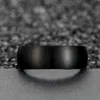 Band Rings Classic Mens Stainless Steel Ring Black Solid Simple Vintage Ring Mens Wedding Band Christmas Party Jewelry Gift Wholesale Q240427