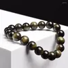 Hilos naturales obsidiana perlas de piedra pulsera hombres mujeres luz arcoiris raisco