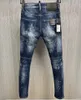 Tr Apstar Slim Blue Men 's Jeans DSQ2 바이커 청바지 클래식 힙합 록 모토 디자인 고민 데님 스키니 DSQ 청바지 603