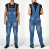 Heren Multi-Pocket Denim Romper Scheurde lading denim broek Autumn Fashion Jeans Mens Workwear Straight Strap Jeans 240410