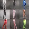 Meias sexy coloridas cetim de meia -calça brilhante de meias longas e sexy calças de ioga brilhantes lings esportes perneiras