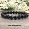 Strand Black Tourmaline Beaded Bransoletka biżuteria Premium ręcznie robiona rozciągliwość naturalnego kamienia szlachetnego 4/6/8/10/12mm Prezent dla niej i dla niego