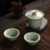 Чайные наборы Ru Kiln Teaset of The Got of Tue Cup Plum Tea Set Ceramic Office Travel Simple Chapot в продаже