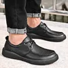 Casual Shoes Men Sneakers Spring Autumn Lightweight Genune Leather Flats Leisure Trend Black Business Drop