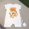 Summer Baby Girl Rompper Lindo Cartoon Bear Impresión de lujo Mompers de algodón puro Jumpsuos de bebé recién nacidos para niñas Niños Ropa de niños