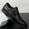 Sapatos casuais homens de alta qualidade vestem impressões de couro genuíno de renda preta masculina clássica oxfords formal plus tamanho 36-47