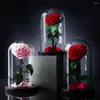 Flores decorativas Ornamento de vidro rosa