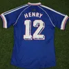 1998レトロサッカージャージーヴィンテージ98 Zidane Henry Maillot de Foot Kids Soccer Shird White Home Trezeguet Football Uniforms