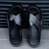 Slippers Italian Leather For Men 2024 El Beach Summer Shoes High Quality Slip On Light Flats Male Flip Flops Big Size 47