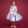 Ensembles de vêtements de créateur de fleurs élégantes princesse longue à manches longues pour enfants pour une fille de fête pour enfants pour enfants jupe pour enfants vêtements