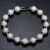 Real Customize Hip Hop Street Fashion 925 Sterling Silver 10mm Iced Ball Moissanite Cuban Link Armband och Chain