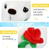 28 cm witte beer pluche speelgoed LED gloeiend licht gevulde dieren met roos voor meisjes valentijnsdag cadeau kleurrijke bloem 240416