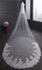 Janevini Luxus Perlen 4 Meter lang Brautschleier Whiteivory Lace Edge Pailletten Hochzeitsschleier für Bräute Haare 2018 Veletta Sposa CA46082423