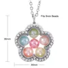 Lockets Crystal Sier Pearl Cage Pendant Necklaces For Women Living Memory Beads Glass Magnetic Open Floating Chains Fashion Drop Del Dhvtj