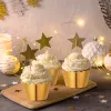 Molds 50 stks folie cupcake liners stevige oliedichte muffin bakbekers cupcake wrappers voor kerst bruiloft verjaardagsfeestje decoratie