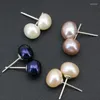 Orecchini per borchie 4 colori Real Natural Freshwater Pearl 8mm Sterling Ouring Pearls Studri per donne Regali di gioielli B3432