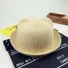 20Pcs/Lot Summer Cute Cat Ears Family Straw Hat Korean Version Bear Sunshhade Hat Children Beach Sun Hat Men And Women Spring