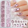 12GRIDS rosa miscuglio miode mistero di braccio di lusso di unghie di lusso glitter gioielli in cristallo gemme decorazioni per nail art manicure rinestone r#q 240426