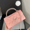 24a rabat à rabat à bandoulière Émail Handle de revêtement petit sac à déchets manche en diamant de luxe sac à main en cuir en cuir