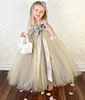 Mädchenkleider Mädchen Kleid Kinder Häkeln Tulle Tutu Ballkleid mit Rosenblume und Stirnband Kinder Hochzeitsfeier Tutus Abend