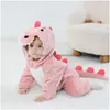 Rompers Kigurumis Lovely Dinosaur Vêtements de bébé Bébé garçons filles dessin animé pyjamas cache-couper né à capuche Halloween Drop Livrot Dhtb6