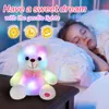 20 cm ours ouais oreillers LED Light Plux Animaux Toys Kawaii Doll avec un nœud papillon farci pour les filles Lit Sleeping Pillow 240416