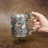 Mugs 1 vintage stainless steel cup medieval steam punk dragon coffee cup mechanical dragon beer drink Fathers Day mens gift J240428