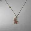 Luxus tiifeniy Designer Anhänger Halsketten Kürbis Halskette V Gold Kollektion Bild rosa weißer Stein hochwertiger Diamant eingelegtes Mädchenkragenkette mit modischen
