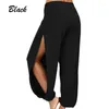 Women's Pants Women Fashion Yoga High Waisted Slit Wide Leg Haren Gym Leggings Casual Solid Hollow Workout Trousers Home Wear