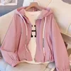 Damengrabenmäntel Frühling Herbst Jacke Mode -Kapuze -Windbreaker weibliche lässige Kurzmantel -Outwear rosa grün weiße Oberbekleidung