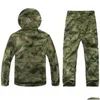 Vestes masculines pour hommes tad team tactical softshell camouflage veste ensembles hommes armée brillante épreuve de chasse imperméable camo militaire et dhjqc