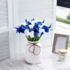 Decoratieve bloemen 20 stks kunstmatige calla lely voor doe -het -zelf bruids bruidsboeket centerpieces Home Decor (blauw en wit)