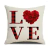 Pillow Red Letter Grid Series Couvre de lancement de la Saint Valentin Amour Forme Impression Case de chambre Décoration de salon de chambre à coucher