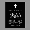 Suministro de fiesta Custom First Holy Communion Signo de bienvenida Papel de espuma personalizada para la decoración del telón de fondo del bautismo católico