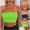 CAMISOLELE TAKSY KOBIETA LADY CROP TOPS Fluorescencyjna Zielona Off kamizelka rurka Top Bra Bralette Bandeau Scheless BRAS BRAS DRIP GELIVE OTMXZ