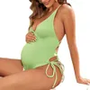 Swimwwear enceintes Bather 2024 Sexy Backless Bikini Maternity One Piece Bandage Bandage de maillot de bain Prema Beachwear Bathing