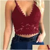 Camisoles Tanks Women Plus Vest Crop Wire Lingerie Y V-Neck Camisole Underwear Seamless Lace Bralette Top Solid Bra217S Drop Delivery Otiwo